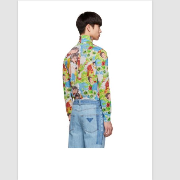 PRADA MENS FLASH BACK PRINT TURTLENECK TOP SHIRT Blouse SMALL - Picture 12 of 14